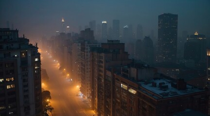 Fototapeta premium fog in the city nighttime scene