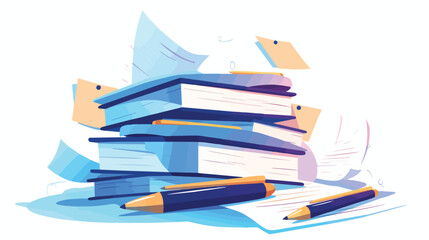 Professional Contract Documents Pile Vector Illustration