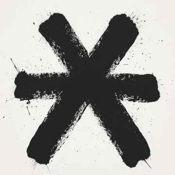 recommend clip art: Abstract black ink asterisk symbol on white background.