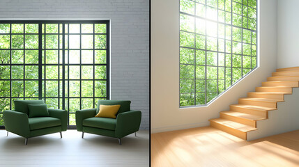 Living room interior in loft, industrial style