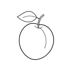 A line art vector of a plum with a small leaf