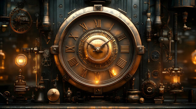 Steampunk Clockwork Gears: Time's Intricate Mechanisms, Exquisite Design