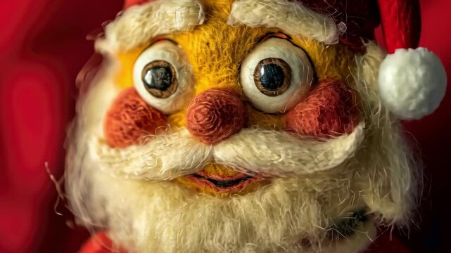Close-up of handcrafted santa claus puppet with red hat and white beard celebrating happy st. nicholas day concept ai