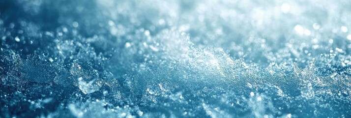 Obraz premium Frozen Texture, Beautiful winter natural blue ice texture of surface of frozen. Nature abstract pattern of white cracks. Winter seasonal background, mock up, flat lay, ice texture