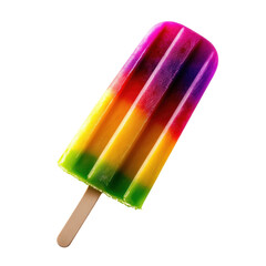 Colorful rainbow popsicle, Fruit ice pop stick summer, isolated.