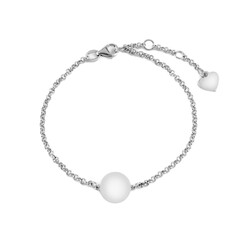 Fototapeta premium Jewelry for women. Silver bracelet with a pendant on a white background.