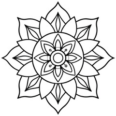 Beautiful Mandala Outline Vector Illustration Design