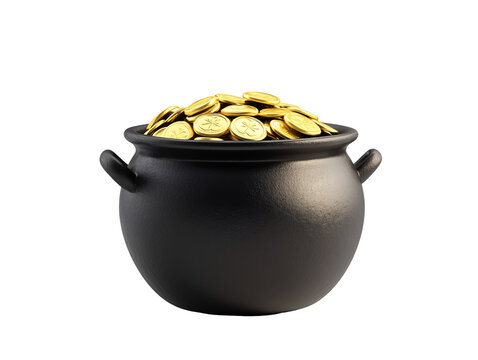 a pot of gold coins
