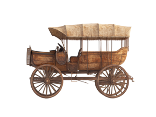 a wooden carriage with a canopy