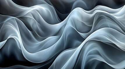 Obraz premium Abstract Waves: Flowing Lines, Gray Hues, Digital Art