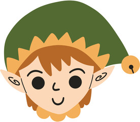 Christmas Elf Boy Head Cartoon