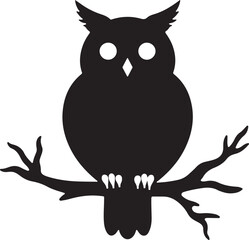 Owl icon vector art design , owl on branch