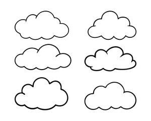 Cloud Icon Collection: Minimalist Linear Design for Printing.