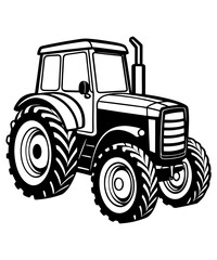Tractor Vector Illustration - Logo Icon, Line Art, Outline, Silhouette Clipart