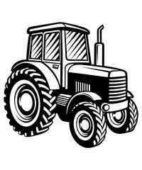 Tractor Vector Illustration - Logo Icon, Line Art, Outline, Silhouette Clipart