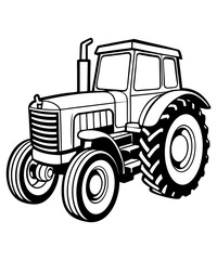 Tractor Vector Illustration - Logo Icon, Line Art, Outline, Silhouette Clipart