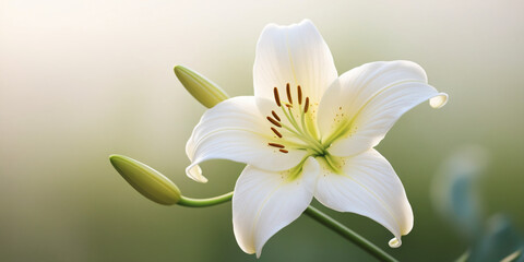 a Lily flower is blooming beautifully in the morning, created by generative AI