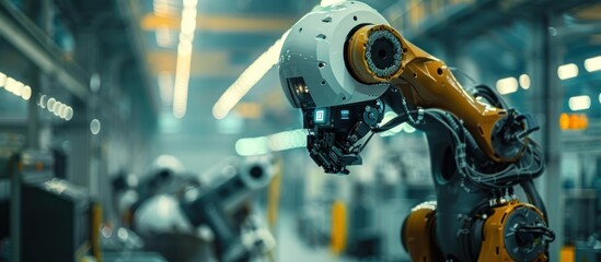 Fototapeta premium Industrial Robotic Arm in a Factory Setting