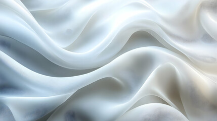 Fototapeta premium Elegant Draped Fabric, Soft Waves, Luxurious Texture, Smooth Surface, Shimmering Sheen, Flowing Grace, Subtle Light, Creamy Hues, Gentle Curves, White Textile