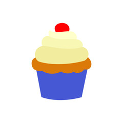 Colorful Cupcake Illustration with Cherry on Top - PNG