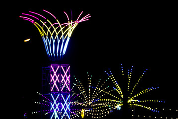 decorative lights in outdoor party Isolated on Black