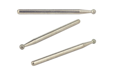 set of cutter for hand engraver and drill with diamond filings, isolated from background	