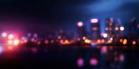 Obraz premium An abstract depiction of a cityscape at night featuring vibrant, blurred lights creating a dreamy atmosphere that evokes feelings of mystery and adventure in urban life.