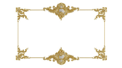 Decorative golden vintage frames, Golden baroque frame on transparent background.