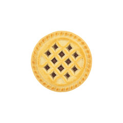 double layer cookies with caramel isolated from background