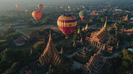 Celebrating songkran festival thailand gigapixel view cultural landscape aerial perspective vibrant festivities