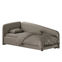 A bed with a pillow and a blanket on it