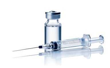 Medical vial for injection with a syringe