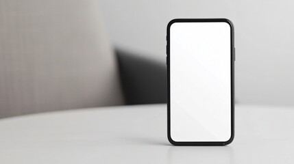 Modern smartphone mock up on a table in a minimalist indoor setting. Generative AI