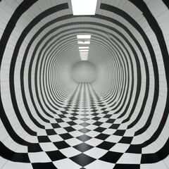 Obraz premium Abstract black and white tunnel.