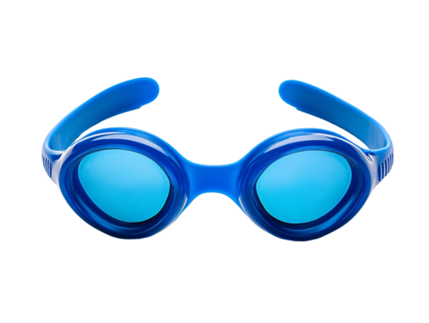 a blue goggles with blue lenses
