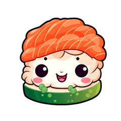 Cute sushi cartoon stickers, transparent background,png