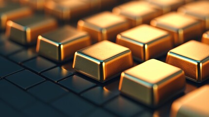 Obraz premium Gold bars forming a keyboard layout representing financial markets