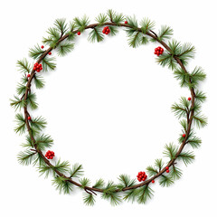 Pine Border Frame White Background Copy Space Area