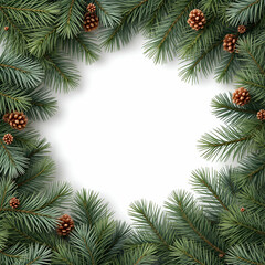 Pine Border Frame White Background Copy Space Area