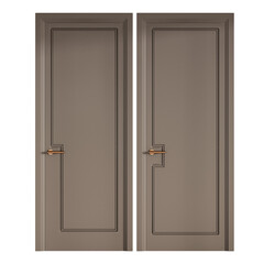 Two doors with a gold handle and a gold knob