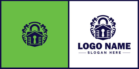 Locksmith icon Keysmith Lock technician Key specialist flat logo sign symbol editable vector
