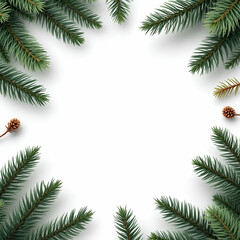 Pine Border Frame White Background Copy Space Area