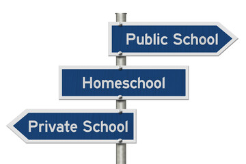  Deciding between public and private school and home school on sign