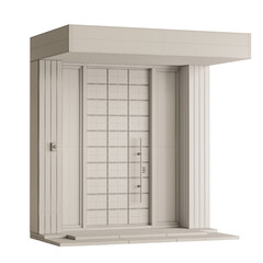 A door with a white frame and a black handle