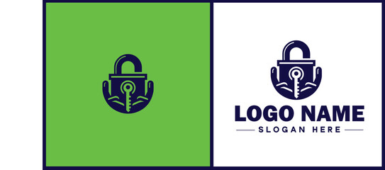 Locksmith icon Keysmith Lock technician Key specialist flat logo sign symbol editable vector