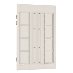 A white door with a black handle and a white frame