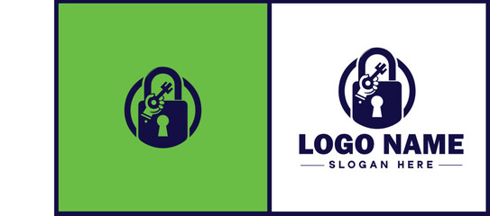 Locksmith icon Keysmith Lock technician Key specialist flat logo sign symbol editable vector