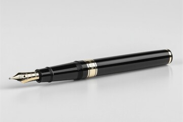 Naklejka premium Elegant Black Fountain Pen with Gold Trim