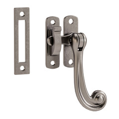 A silver door handle with a silver latch