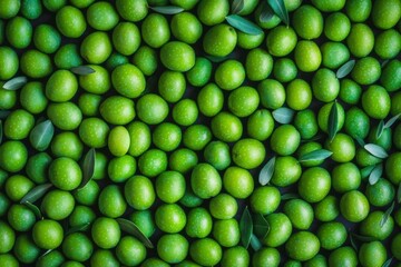 Vibrant Green Fruits with Leaves for Freshness